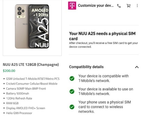 Mobile nuu a25 lte 128gb - lte, gsm