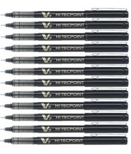 12 x Pilot Hi-TecPoint V7 0.7mm Liquid Ink Rollerball Pen BLACK Cheapest Bargain