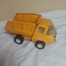 VINTAGE 1970'S TONKA PRESSED STEEL ORANGE / YELLOW DUMP TRUCK TOY ORIGINAL 