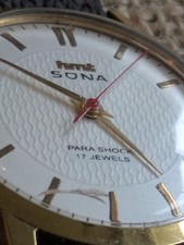 HMT SONA Gent's Wind Up Watch, Para Shock 17 Jewels, white Dial, Runs slow