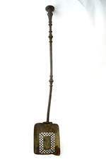 Antique Old Curved Handle Iron Metal Repaired Unusual Woodstove Stove Ash Scoop