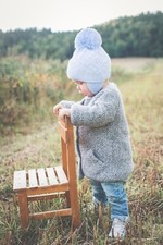 Satila ALICE Knitted FAIRISLE pattern Pom Pom Hat, Blue, 6-12 months-FREE Mitts*