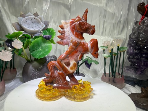 Red agate geode unicorn - red,