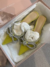 Mach & Mach Lime Satin Shoes Kitten Heels