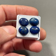 4 x Natural Lapis Lazuli Oval 12x10mm Cabochon Blue 17 carat E0-1296