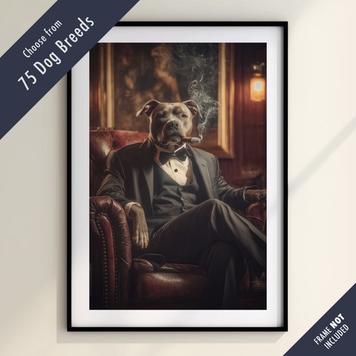 Funny dog smoking cigar print - funny,