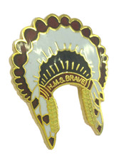 HMS Brave Indian Head Dress Hard High Quality Enamel Lapel Pin Badge
