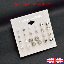A Set Of 12 Pairs Different Style  Ear Studs Earrings Allergy Free Wholesale UK