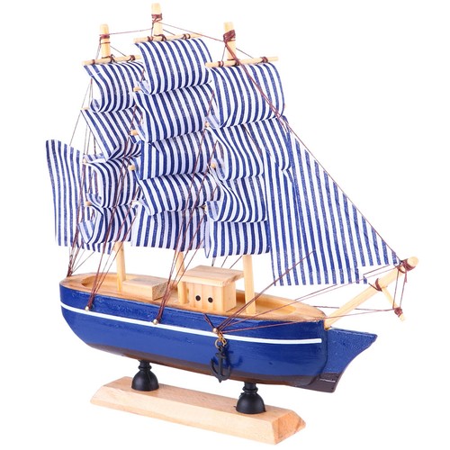 1pcs blue wooden ship - blue,
