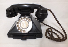 Vintage Art Deco Pyramid Black Bakelite Rotary Dial Telephone with Drawer (Haw)