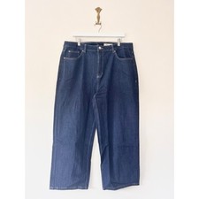 Marks & Spencer Wide Leg Jeans Size 20 Reg Indigo Blue High Rise Ex M&S RRP £35