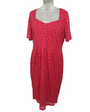 Twiggy for M&S Women's Dress Size 14 Pink Floral Lace Short Sleeve Lined New F1