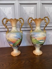 ANTIQUE CERAMIC VASES. PAIR OF