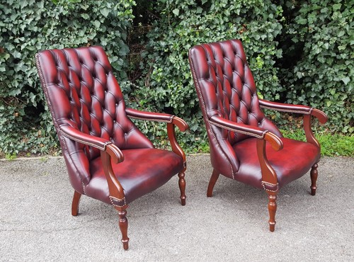 Matching pair red leather - pair, of