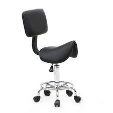 Saddle-Shaped Salon Massage Barber Chair With Backrest, 360° Swivel Seat UK