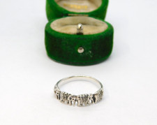 Sterling Silver Walking Elephants Band Ring Vintage c1970 Size P 1/2