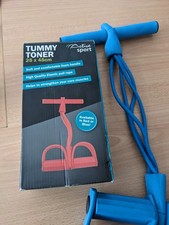 TUMMY TONER 3 RESISTANCE BAND WITH FEET PEDALS. BLUE. FOR ABS AND CORE TRAINING.