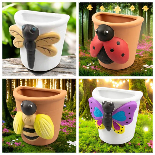 Decorative insect clay planter - decorative,
