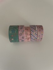 5 ROLL WASHI TAPE SET CUTE JOURNAL SCRAPBOOK K-POP SMALL PINK GREEN PURPLE
