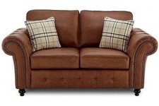 Oakland 2+2 Seater Sofa Chesterfield Design High Quality Faux Leather Tan