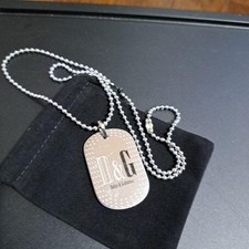 Dolce&Gabbana Men D&G Dog Tag Necklace Silver Chain Length 55cm Luxury Stylish