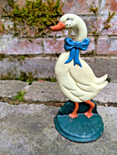 Vtg Duck Goose Cast Iron Door Stop Heavy Hand Painted Rustic Farmhouse Decor