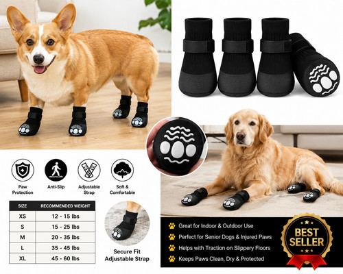 Pack anti slip dog socks - 4-pack, anti-slip