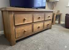 Solid Oak Sideboard & Lamp