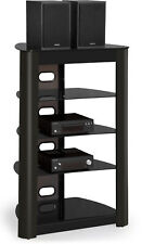 Centurion Supports Zinnia 5-Shelf Black Glass with Black Fascia AV Rack Stand