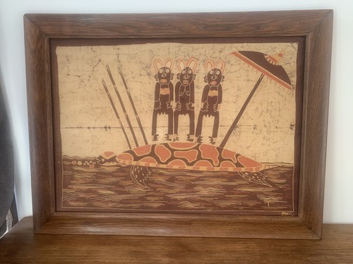 Large framed indonesian batik - large,