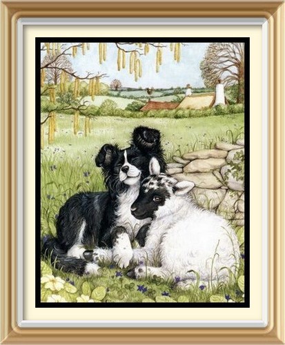 7x5 farm animal dog sheep - farm, wall
