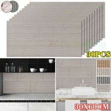 Grey Bathroom Shower Wet Wall Panels PVC Cladding`Kitchen 30 Pack Wood Slat Tile