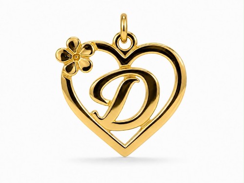22k yellow gold blooming heart - yellow,