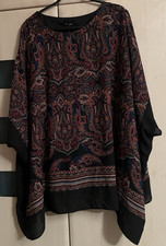 Evans  Black Paisley Print Short Sleeve Kaftan Style Top Size 22 - 24.  NWT