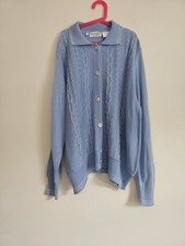 Vintage Grazia Made In Italy Women's Cardigan Light Blue Button Up
