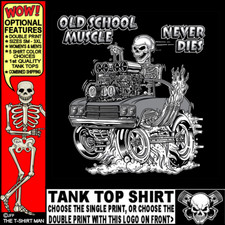 1970 Hot Rod Muscle Car Outlaw Gasser Drag Race Cartoony Skeleton Tank Top OM14