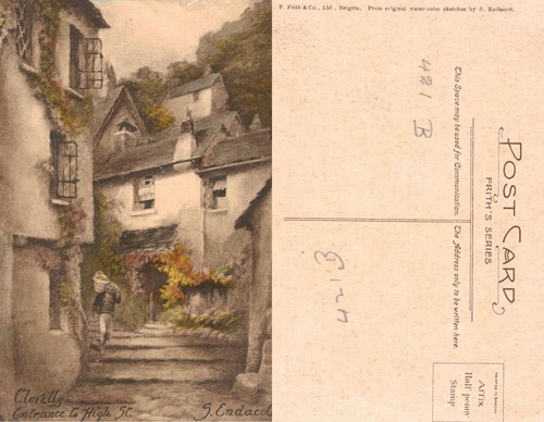 Vintage postcard clovelly - vintage,