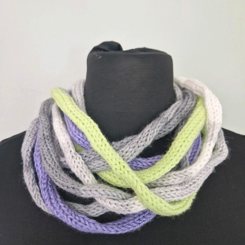 Knitted cord skinny scarf - skinny,