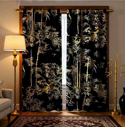 Black gold bamboo - bamboo, floral
