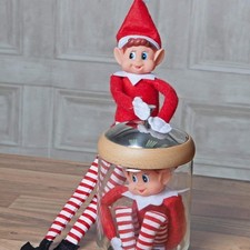 Set of 2 Naughty Little Xmas Elves - Playful Elf Figure with Soft Body, Vinyl Fa