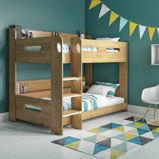 Merax 3ft Single Bed frame  - Sky bunk bed in oak - ladder fitted on either side