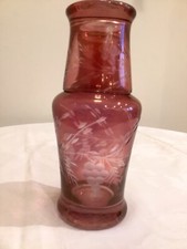 cranberry glass carafe and