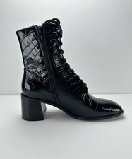 E8 By Miista Emma Black Croc Lace-Up Boots Size UK4/EU 37