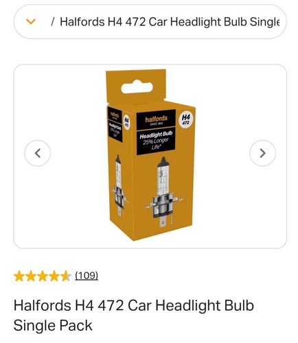 Halfords 472 motorcycle - halfords, h4