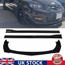 For Mazda 2 3 5 6 Glossy Side Skirt Full Cover + Front Bumper Lip Spoiler UO