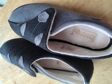 padders size 3 women's grey blue and black Suede slippers Free Postage!