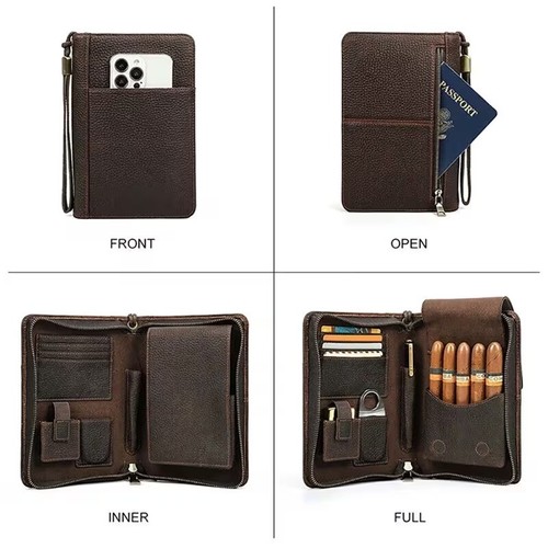 Leather cigar case holder - leather,