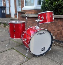 Vintage 70's Premier Kenny Clare Resonator, drum kit, shell pack (Poly Red wrap)
