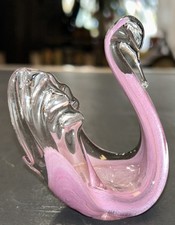 Pink And Clear Glass Swan