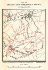 WW1 WESTERN FRONT. Somme. Reserve Army trenches Thiepval 26 Sept 1916 1928 map